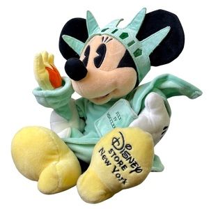 Disney Store NY Minnie Mouse Statue of Liberty 12" Plush Green Dress